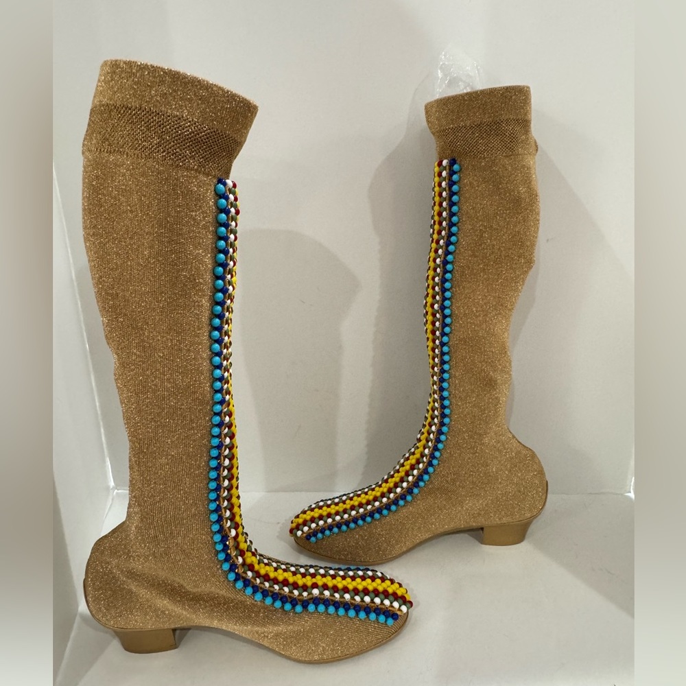 Salvatore Ferragamo Limited Edition Gold Women Boots Sz 8 - Picture 3 of 8